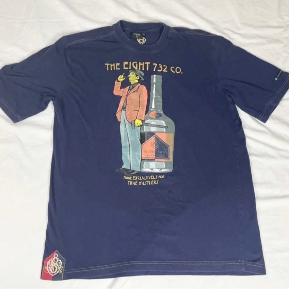 VTG The Eight 732 Co Mens Blue Short Sleeve T-Shirt Size L